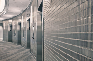 woven metal elevator lobby